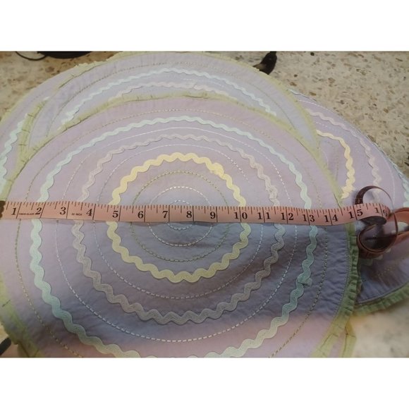 Dollies 5 Round About 15" Across Cotton Rick  Rack Purple Green Pretty Stitching - Picture 3 of 3